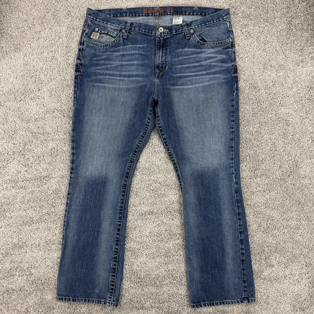 Cinch Ian Jeans Men's 40x32 Bootcut Western Cowboy Whiskering Crazy Fade